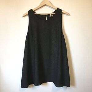 Rock & Shine Black Crepe Gold Glitter Keyhole Tank Top - 3X